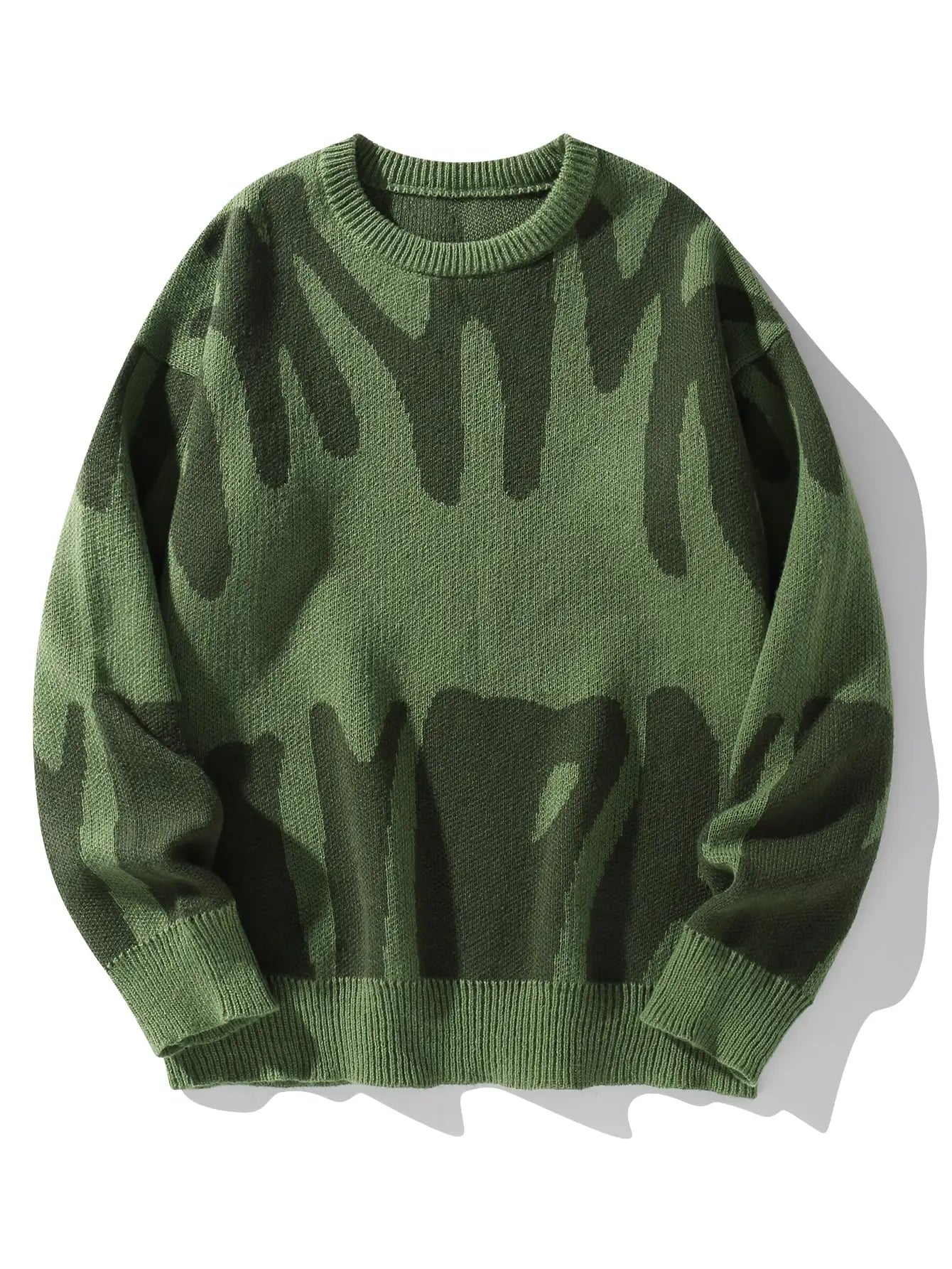 Men’s Knitted Jacquard Sweater – Casual Contrast Pullover